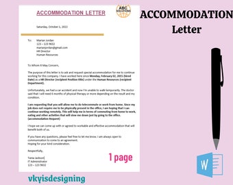 Accommodation Letter * Living Quarters - Quarters Request - HomeStay Request * Guest House Letter,Work Accommodation, Employee Accommodation