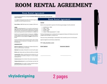 Room Rental Agreement Template: Landlord Form (Editable Word)