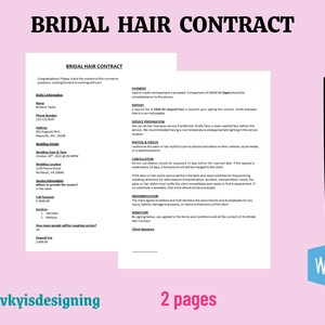 Contratto per parrucchiera da sposa: Contratto di servizio per matrimoni (Word modificabile)