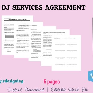 DJ Services Agreement, Service Agreement, Event Planning, Wedding DJ, Disc Jockey Contract, Party Planning, Event Contract Musician Contract