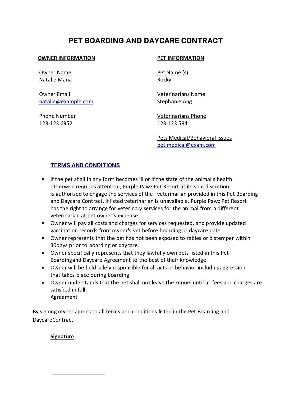 Pet Boarding Daycare Contract Pet Daycare Puppy Daycare Puppy Boarding Doggie Daycare Pet