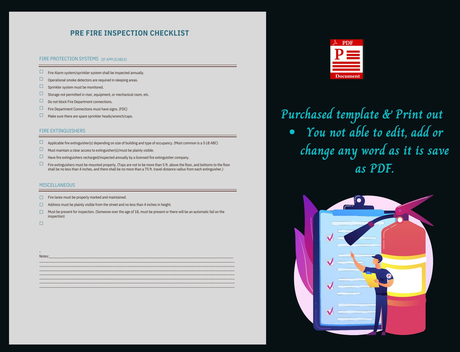 Fire Extinguishers Checklist Pre Fire Inspection Self-inspection