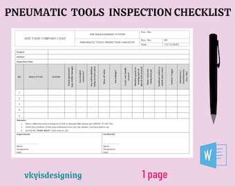 Pneumatic Tools Inspection Checklist: Safety & Maintenance (WORD Template)