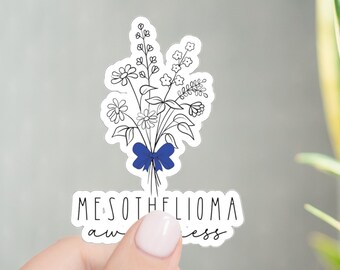 Wildflowers Mesothelioma Sticker for Mesothelioma Awareness Day Sticker Blue Ribbon Sticker Gift for Cancer Survivor Malignant Mesothelioma