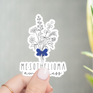 Wildflowers Mesothelioma Sticker for Mesothelioma Awareness Day Sticker Blue Ribbon Sticker Gift for Cancer Survivor Malignant Mesothelioma