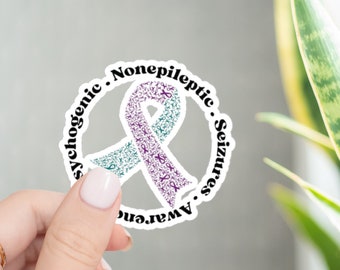 PNES Sticker PNES Awareness Sticker Psychogenic Nonepileptic Seizures Teal and Purple Ribbon Gift for Warrior Sticker PNES Awareness Month