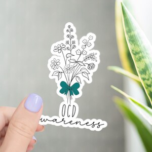 OCD Awareness Sticker for Computer OCD Awareness Clear Sticker for Obsessive Compulsive Disorder Awareness Floral Sticker for OCD Warrior