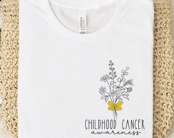 Childhood Cancer Awareness Shirt Floral Awareness Walk Tee Child Cancer Tshirt Pediatric Mom Sweatshirt Gold Ribbon Gift Warrior Chemo Top