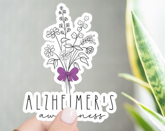 Wildflowers Alzheimers Sticker for Alzheimers Awareness Sticker Gift for Alzheimers Mom Sticker I Wear Purple for my Grandma Sticker Purple