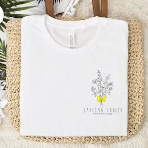 Wildflowers Sarcoma Cancer Awareness Ribbon for Bone Cancer Survivor Gift T-shirt Yellow Sarcoma Warrior Tee Sarcoma Supporter Apparels