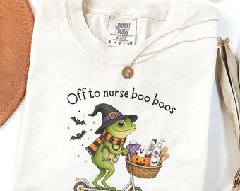 Halloween Nurse Shirt Spooky Registered Nurse Tee Funny Frog Nursing Student School Outfit RN Gift Medical Worker Fall Comfort Colors Tee