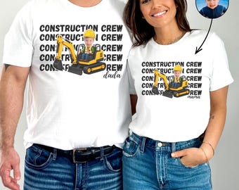 Construction Birthday Shirt Personalized Mom Dad Matching Family Crew Gift Custom Photo Kid 2nd Bday Excavator Tee Age 2 Truck Theme Party