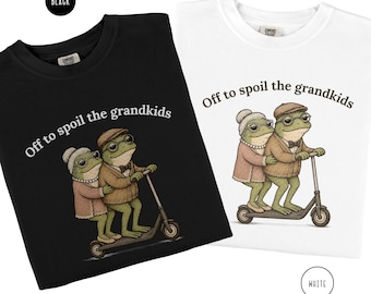 T-shirt rigolo pour mamie et papi, motif grenouille, cadeau de Noël assorti pour les grands-parents et leurs petits-enfants.