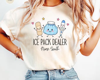 Personalized School Nurse Shirt Custom Name Health Office Tee Coworker Back to School Tshirt Daughter Appreciation Gift Ice Pack Dealer