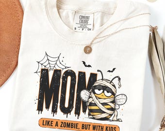 T-shirt Mombie, T-shirt d'Halloween pour mamans drôles, T-shirt Maman fatiguée, T-shirt Halloween, T-shirt Vie de maman, T-shirt Humour maternité Saison effrayante, T-shirt abeille Comfort Colors