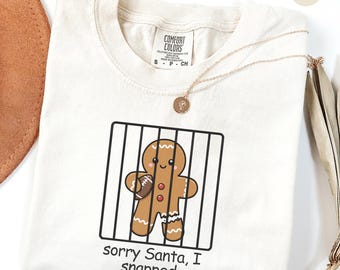 T-shirt de football de Noël - Désolé Père Noël - T-shirt de match pour les fêtes - Cadeau de Noël pour petite amie - T-shirt humoristique - Maman en pain d'épice - T-shirt familial - Bend and Snap