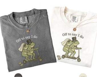 Lustiges Hochzeits-Shirt Braut und Bräutigam Passende Tees Verlobung Geschenk für Paar Frosch Tshirt Just Married Outfits für Urlaub Top Flitterwochen