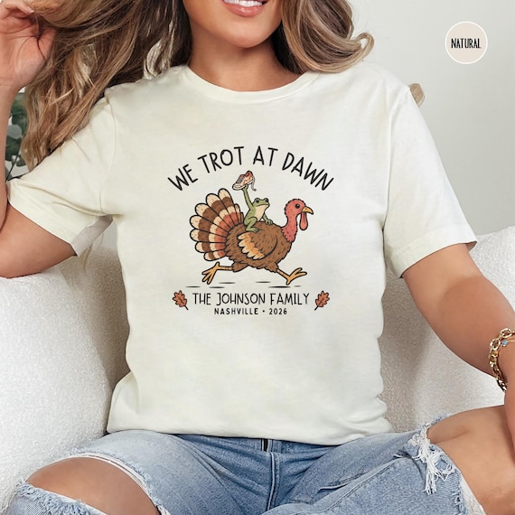 Personalized Turkey Trot Family Shirt Matching Thanksgiving Gift Family 5K Youth Turkey Trot Race Day Shirt Custom Name Tee Toddler Frog