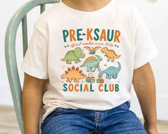 Pre K Dinosaur Shirt First Day of School Tshirt Toddler Back to School  Preschool Tee Dino Loving Son Gift Kid Grade Level Social Club Tee