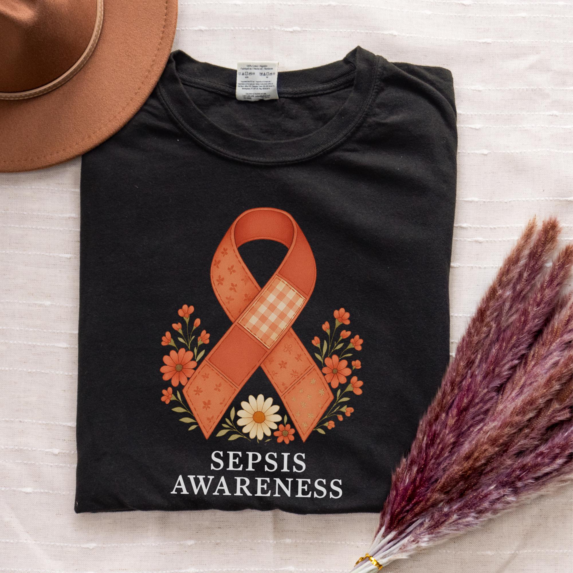 Sepsis Ribbon Color Sepsis Awareness Shirt Sepsis Survivor Shirt Red Ribbon Tshirt Comfort ...