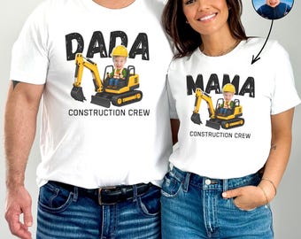 Construction Birthday Shirt Personalized Mom Dad Matching Family Crew Gift Custom Photo Kid 2nd Bday Excavator Tee Age 2 Truck Theme Party