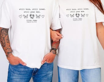 T-shirt personnalisé en mémoire d'un enfant mort-né, motif papillon, cadeau de deuil périnatal, bébé ange, maman, grand-mère, souvenir personnalisé de la perte d'un nourrisson