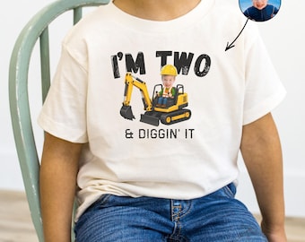 Construction Birthday Shirt Personalized Mom Dad Matching Family Crew Gift Custom Photo Kid 2nd Bday Excavator Tee Age 2 Truck Theme Party