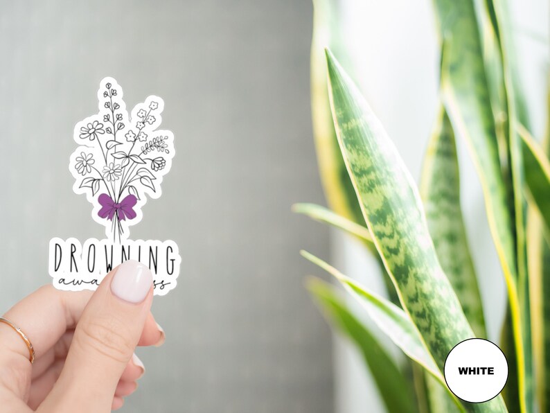 Wildflowers Drowning Sticker for Drowning Awareness Purple Ribbon ...