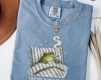 T-shirt grenouille rigolote, T-shirt humour fumeur, T-shirt grenouille fumeuse, T-shirt amis influents, T-shirt humour cannabis, T-shirt concert, Couleurs confortables