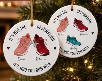 Ornement de course personnalisé - Cadeau pour un ami coureur le jour de la course - Ornement personnalisé pour meilleur ami coureur - Cadeau pour partenaire de course - Souvenir de Noël pour club de course