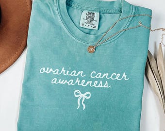 Ovarian Cancer Awareness Shirt Teal Ribbon Support Tee Cancer Survivor Gift Cancer Awareness Month T Shirt Fighter Support Squad Top