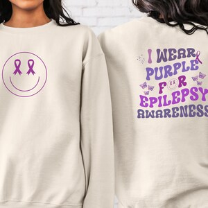 Epilepsy Awareness Sweatshirt for Epilepsy Mom Shirt for Epilepsy Warrior Motivational Gift Neurodiversity T-Shirt Purple Ribbon Shirt Gift