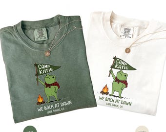 Personalized Camp Bachelorette Shirt Frog Bach Tshirt Camping Themed Tee Mountain Bridal Shower Bride Cabin Crew Lake House Hiking Trip