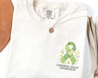 Cerebral Palsy Awareness Shirt Green Ribbon CP Tee Mom Support Squad Gift Nurse Tshirt for Cerebral Palsy Warrior Gift Kids Long Sleeve SLP
