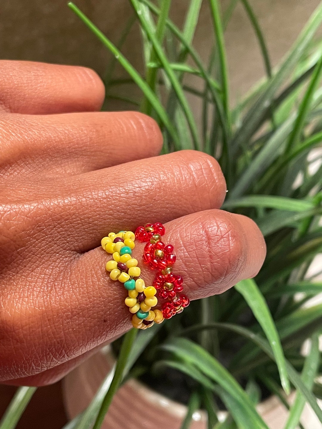 Beaded Flower Rings Handmade Gift Sets Etsy