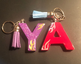 Fire flame | Personalized resin keychain