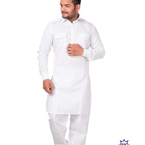 White kurta pajama for mens punjabi style sale