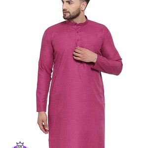 Men&#39;s Wear Handmade Cotton Traditional Kurta | Bollywood Casual Wear Button Down Tunic | Handcrafted Beautiful Kurta Indian Ethnic Clothing