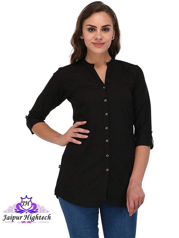 plain black tunic top