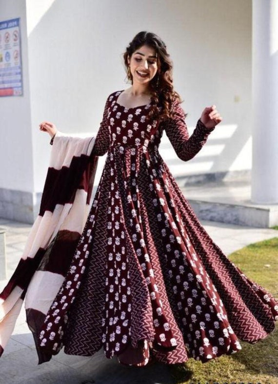 Stylish Latest full Stiched Womens Rayon Long Kurti Gown With Jacket