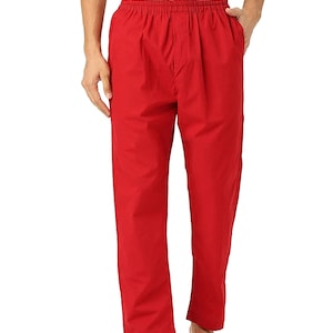 Authentic Red Cotton Traditional Pajama For Men | Handcrafted Ethnic Wear Gorgeous Unisex Pant | Men&#39;s Wear Summer Trouser Indian Clothing