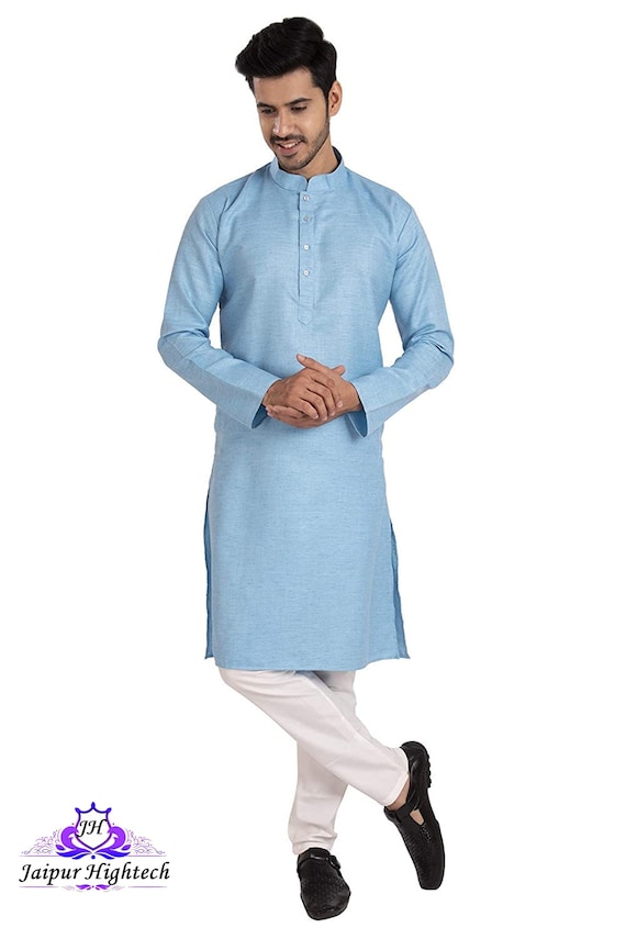 Stylish Blue Cotton Gorgeous Kurta Pajama for Men Comfortable Party Wear Dress Ethnic Outfits Summer Essential Indian Men s Clothing Etsy