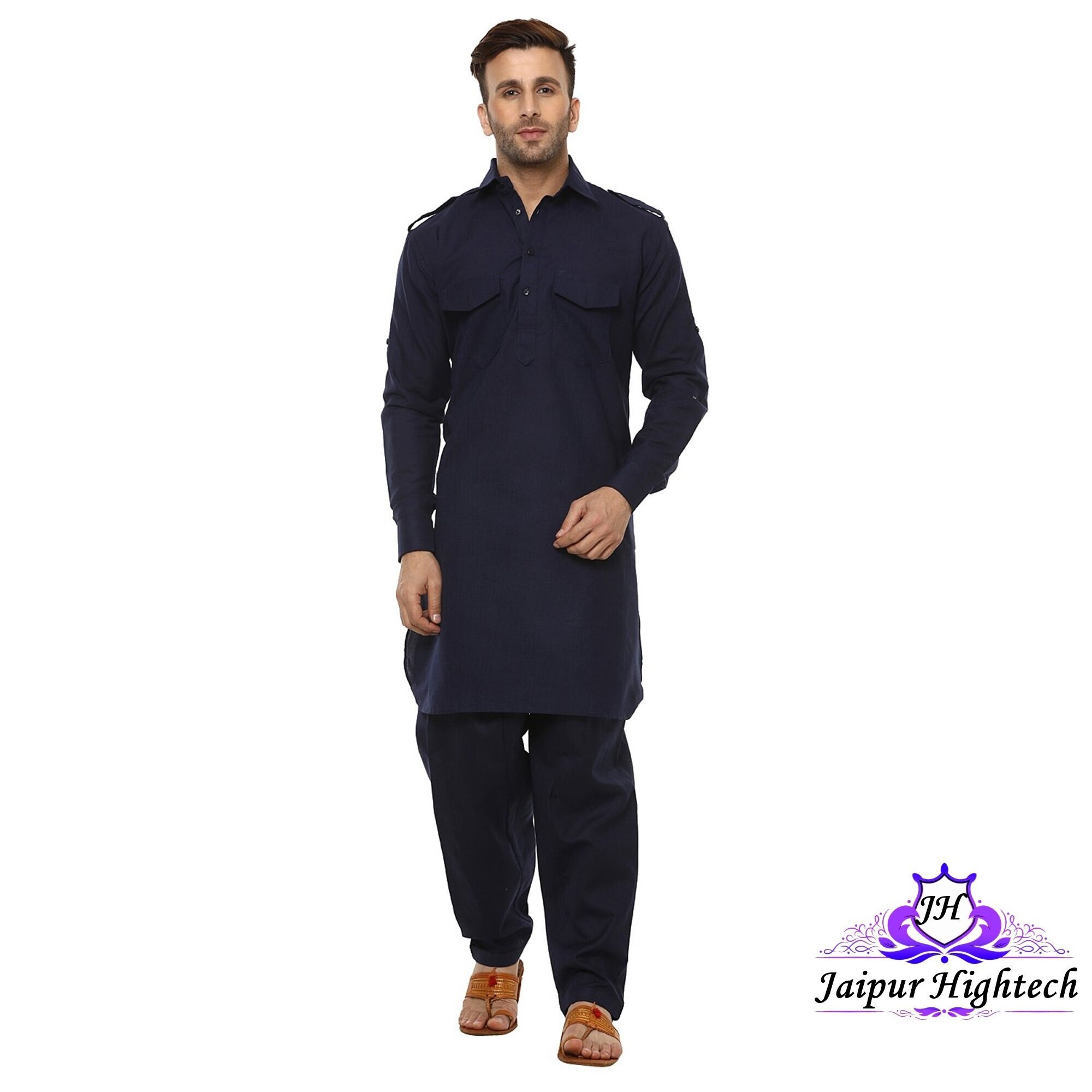 Indian Men's Kurta Pyjama Traditionnel Chemise Décontractée Coton Vêtements Chemise Kurta 