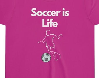 Kids Soccer T-Shirt, Sports Short-Sleeve T-Shirt, Soccer is Life Graphic Tee