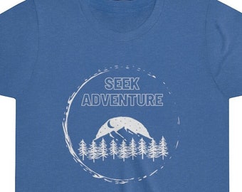 Kids Short Sleeve T-Shirt, Seek Adventure T-shirt, Nature Graphic Tee