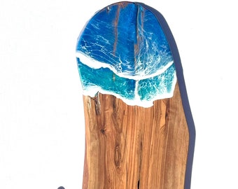 Ocean resin cheeseboard/charcuterie board/ Cheese board/ serving tray with resin art/beach