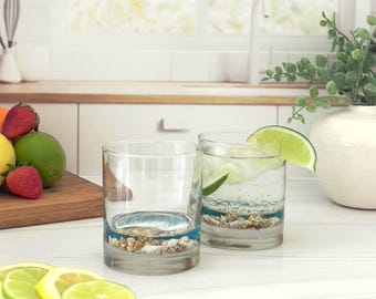 Ocean resin seashell rocks glasses, rocks glass, whiskey glasses, Gift for him, liquor glasses, rocks glasses personalized