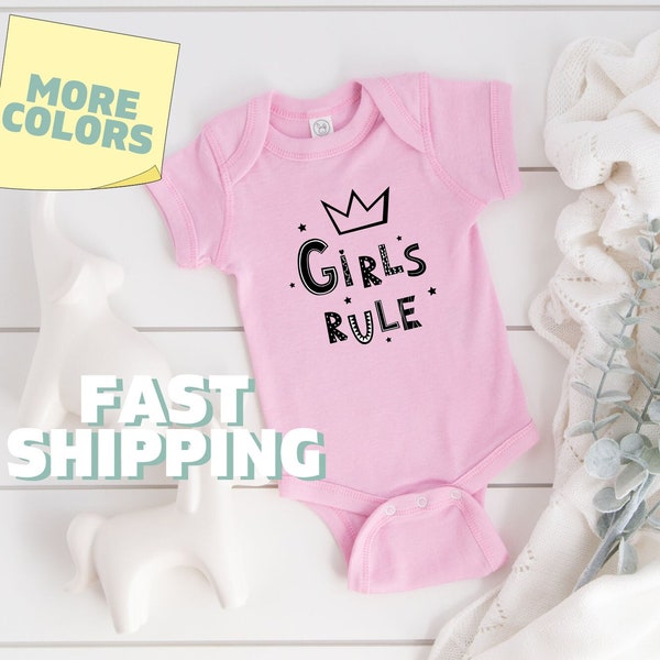 Girls Rule Baby Onesies® Brand Empowerment  Baby Bodysuit Raglan Kid Shirt Cute Baby Shower Gift Feminist Baby Girl Toddler Tshirt 785