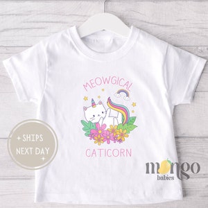 Meowgical Caticorn Unicorn Toddler Shirt Cute Girl Bodysuit for Newborn Funny Cat Tshirt Custom Baby Gift Unicorn Baby Gift Kids Tee 1155