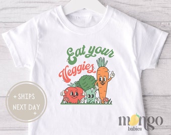 Eat Your Veggies Toddler Tee - Funny Baby Clothes Vegan Baby Bodysuit - Retro Natural Kids Shirt - Vegetable Toddler Tee - Cute Baby Gift